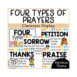 Four Types of Catholic Prayer Posters - Classroom Decor