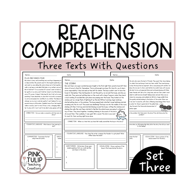 Comprehension Worksheets - Reading Strategies Set #3 - Etsy