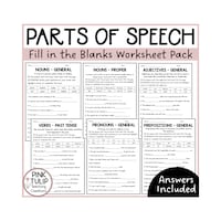 Parts of Speech Activity, Printable Grammar Game, Kids Language Arts ...