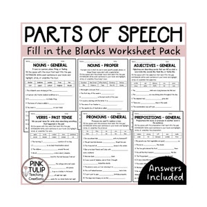 Parts of Speech - Fill The Blanks Worksheets