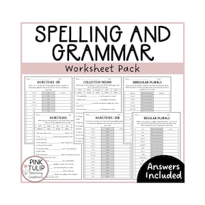 English, Spelling, and Grammar - Worksheet Pack