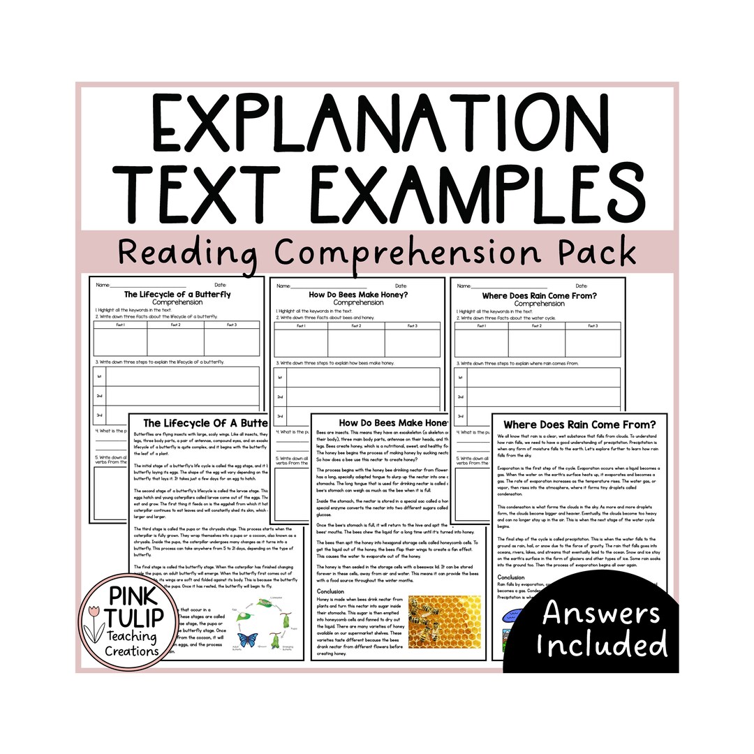 Explanation Text Examples - Ten Reading Samples With Comprehension - Etsy