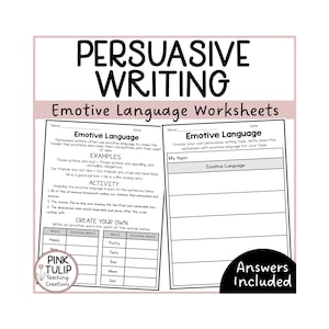 Emotive Language - Persuasive Writing Worksheets