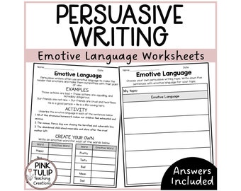 Emotive Language - Persuasive Writing Worksheets