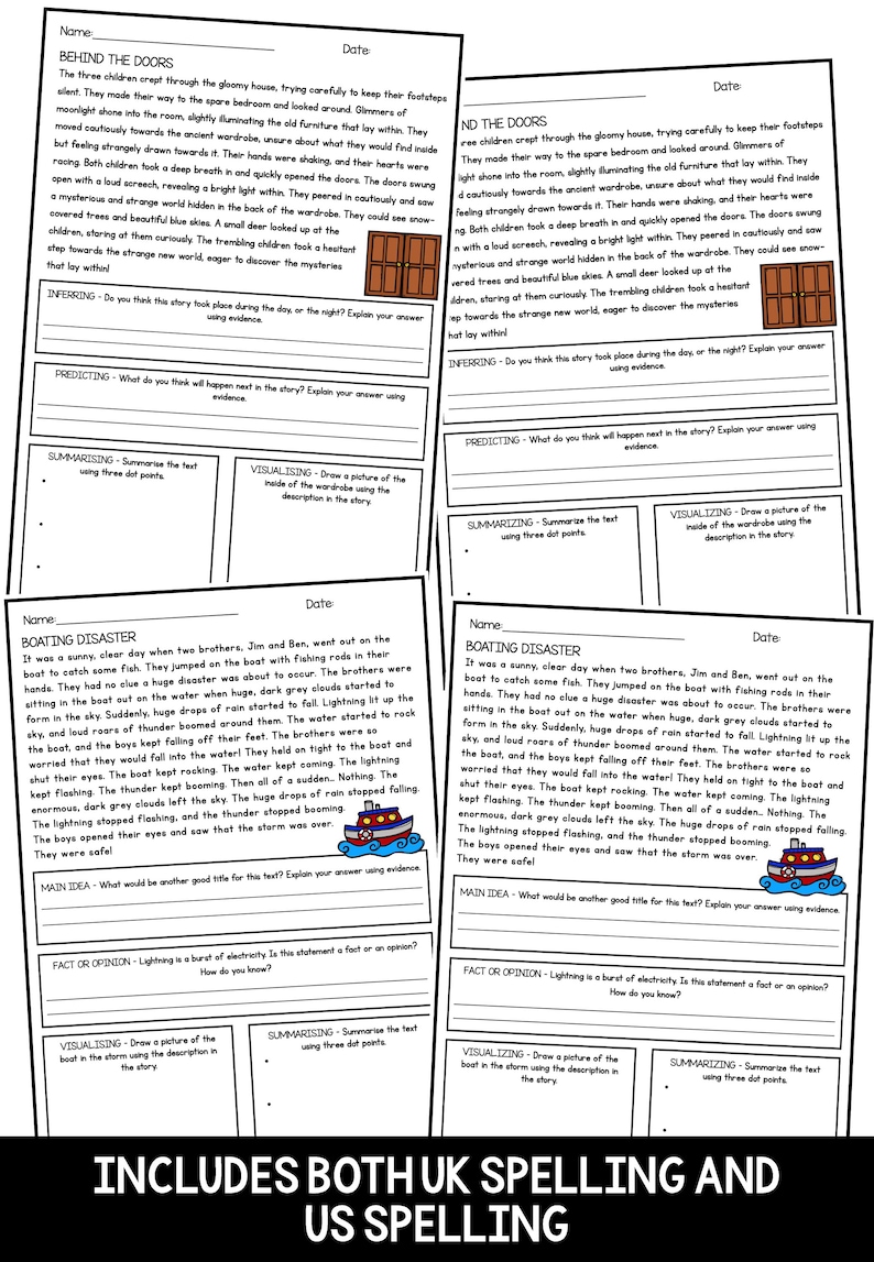 30 Page Reading Strategy Comprehension Pack - Etsy Australia