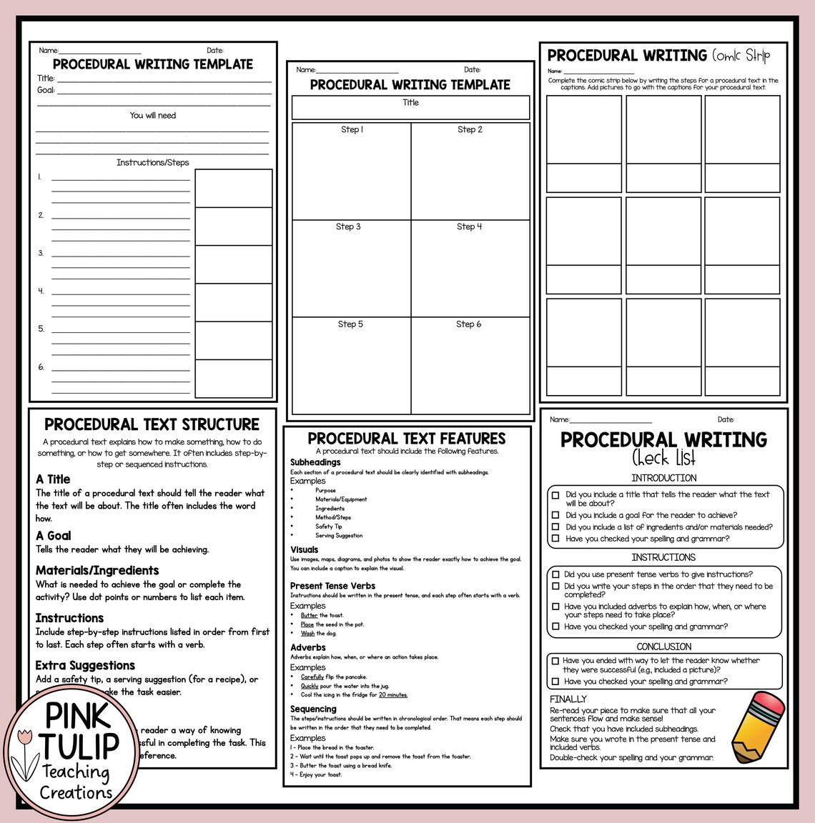Procedural Text Writing Worksheet Pack No Prep Lesson Ideas - Etsy ...