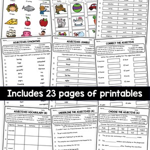 Adjectives Worksheet Pack With Answers - Etsy