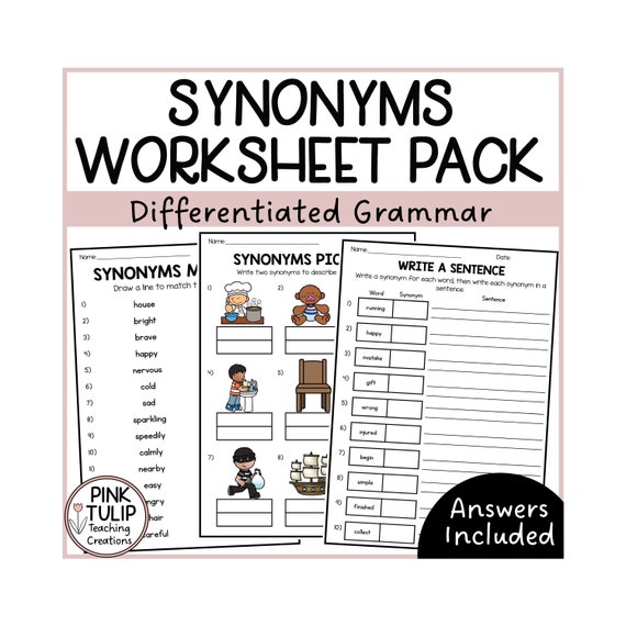 Year 6 Synonyms and Antonyms Grammar Worksheets Lesson Pack