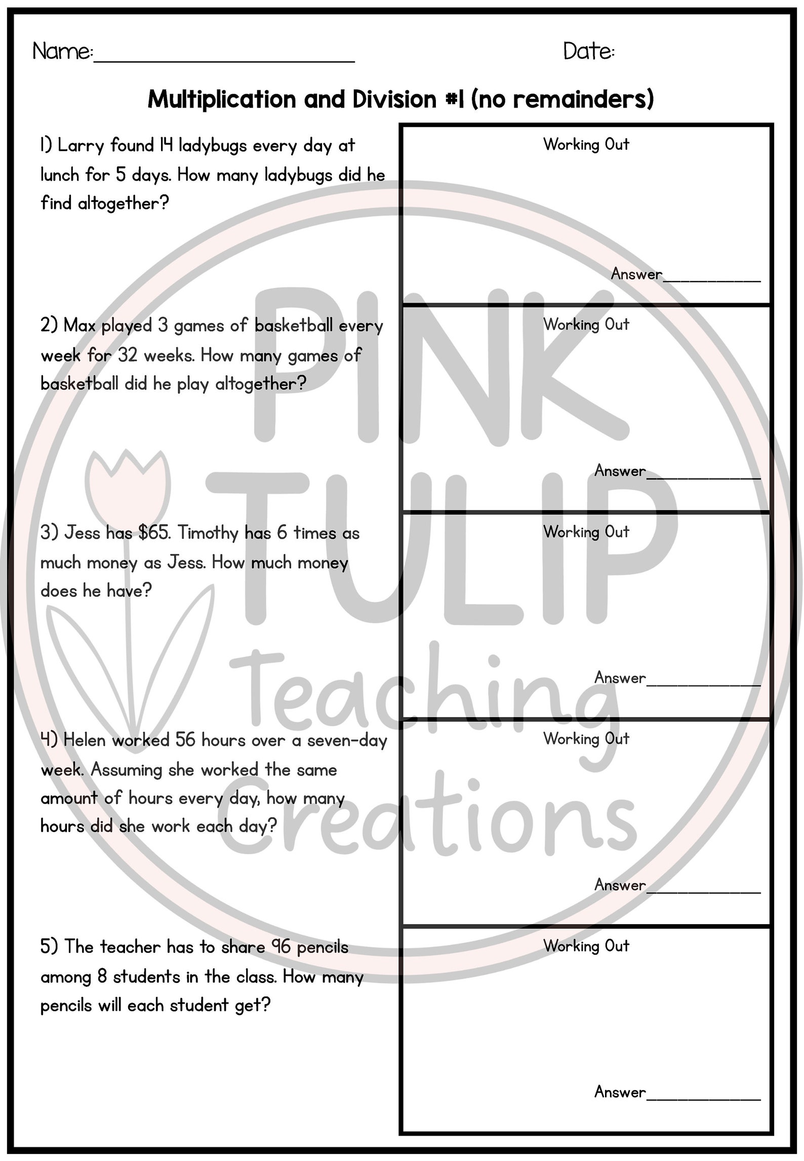 Worded Maths Problems - Worksheets - Etsy
