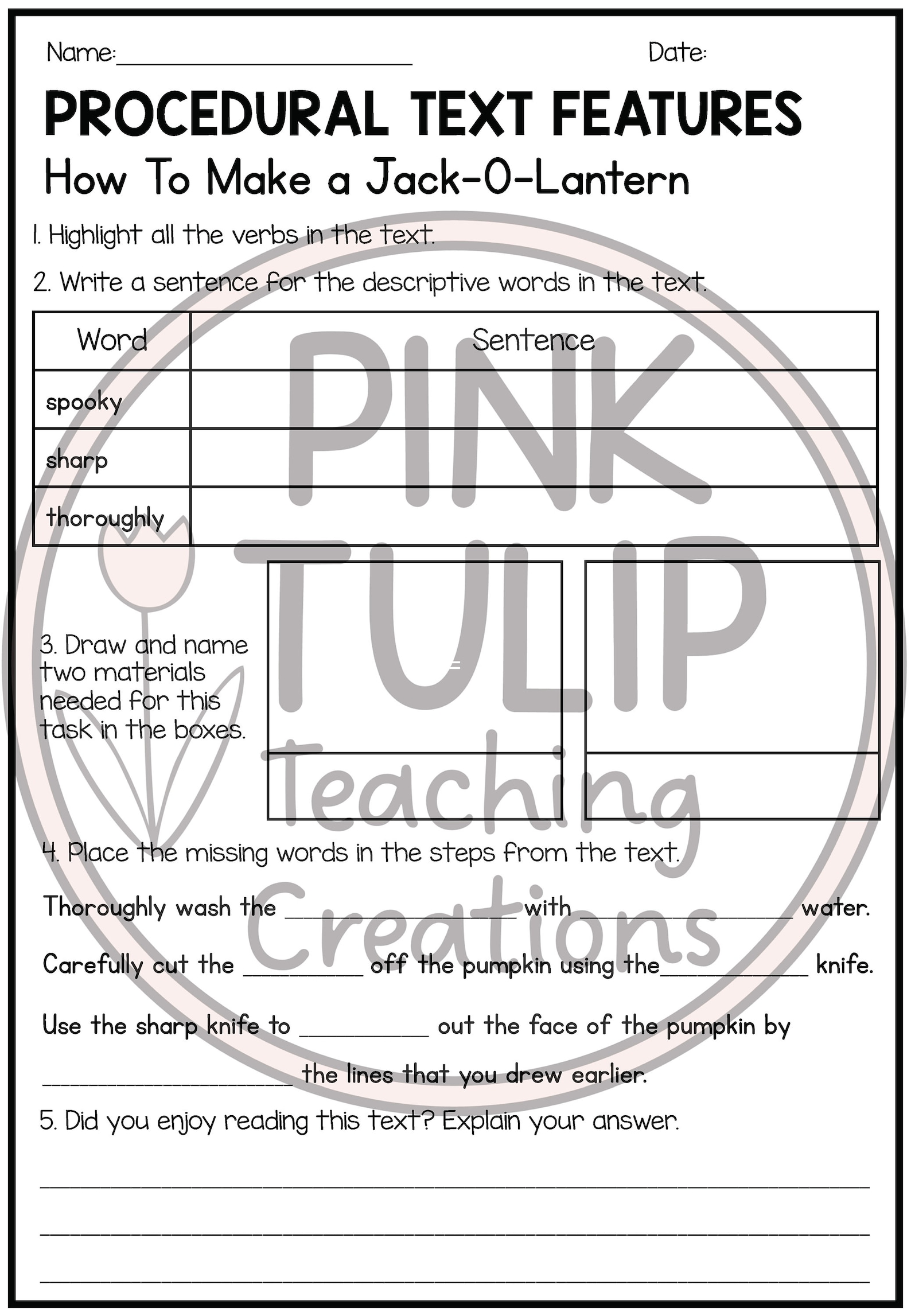 Procedural Text Examples - Ten Reading Samples With Comprehension - Etsy