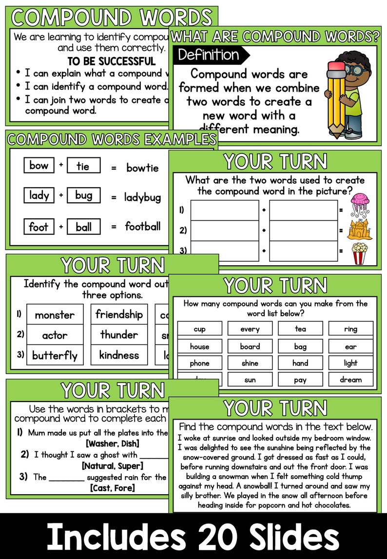 Compound Words Powerpoint - Guided Teaching - Etsy