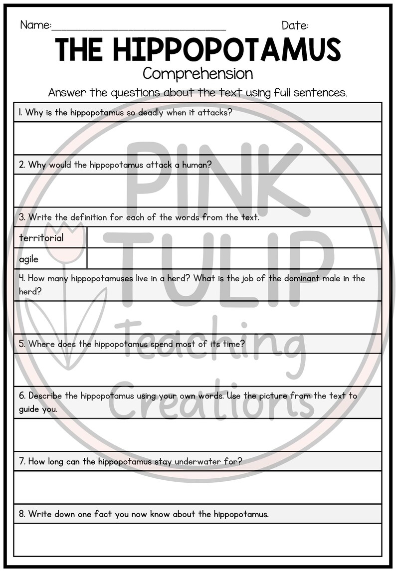 Information Text Examples - Ten Reading Samples With Comprehension - Etsy