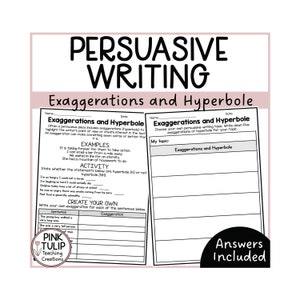 Exaggerations and Hyperbole Persuasive Writing Worksheets image 1