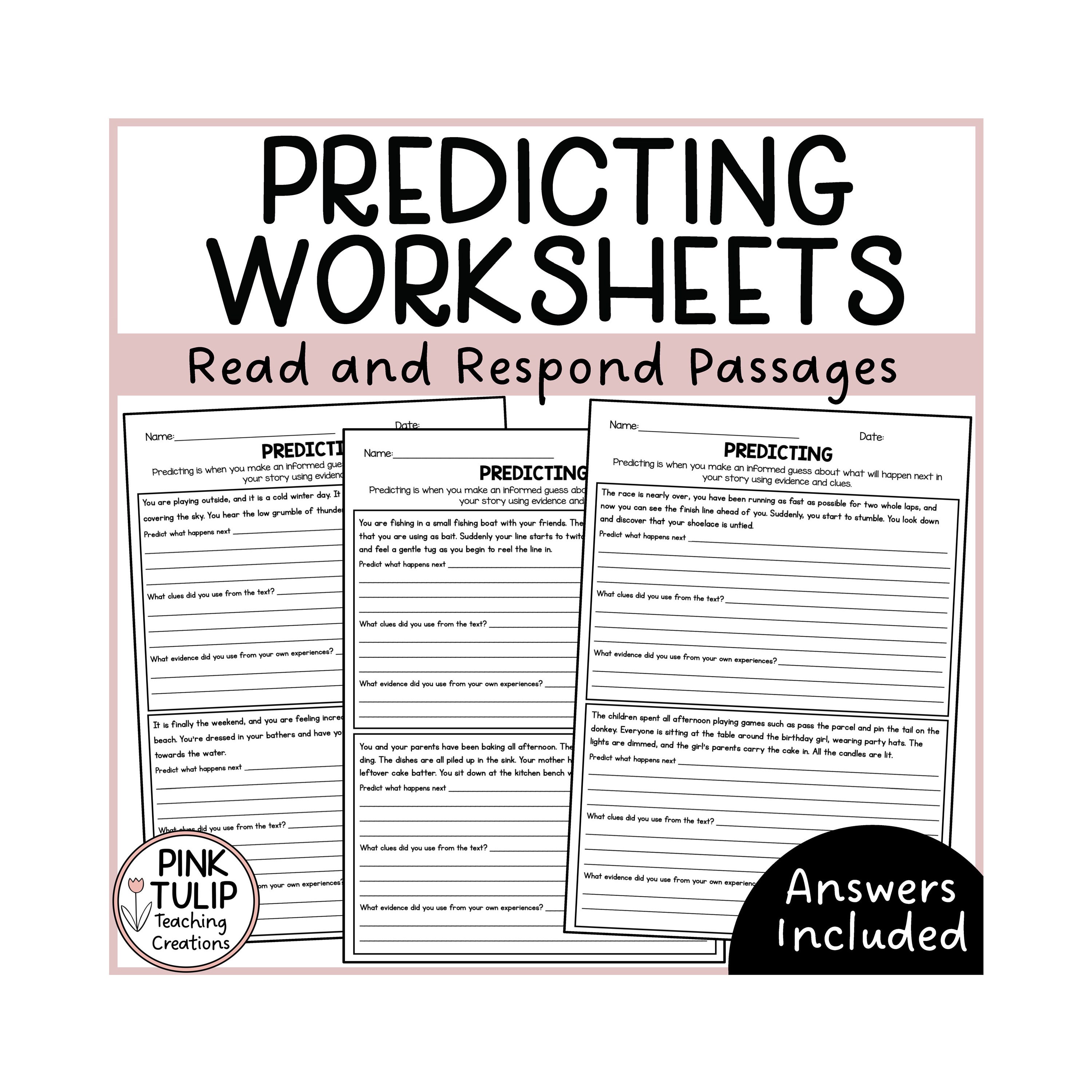 Predicting Worksheets - 12 Reading Passages