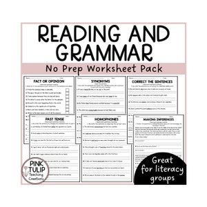 Paquete de lectura y gramática: imprimibles sin preparación