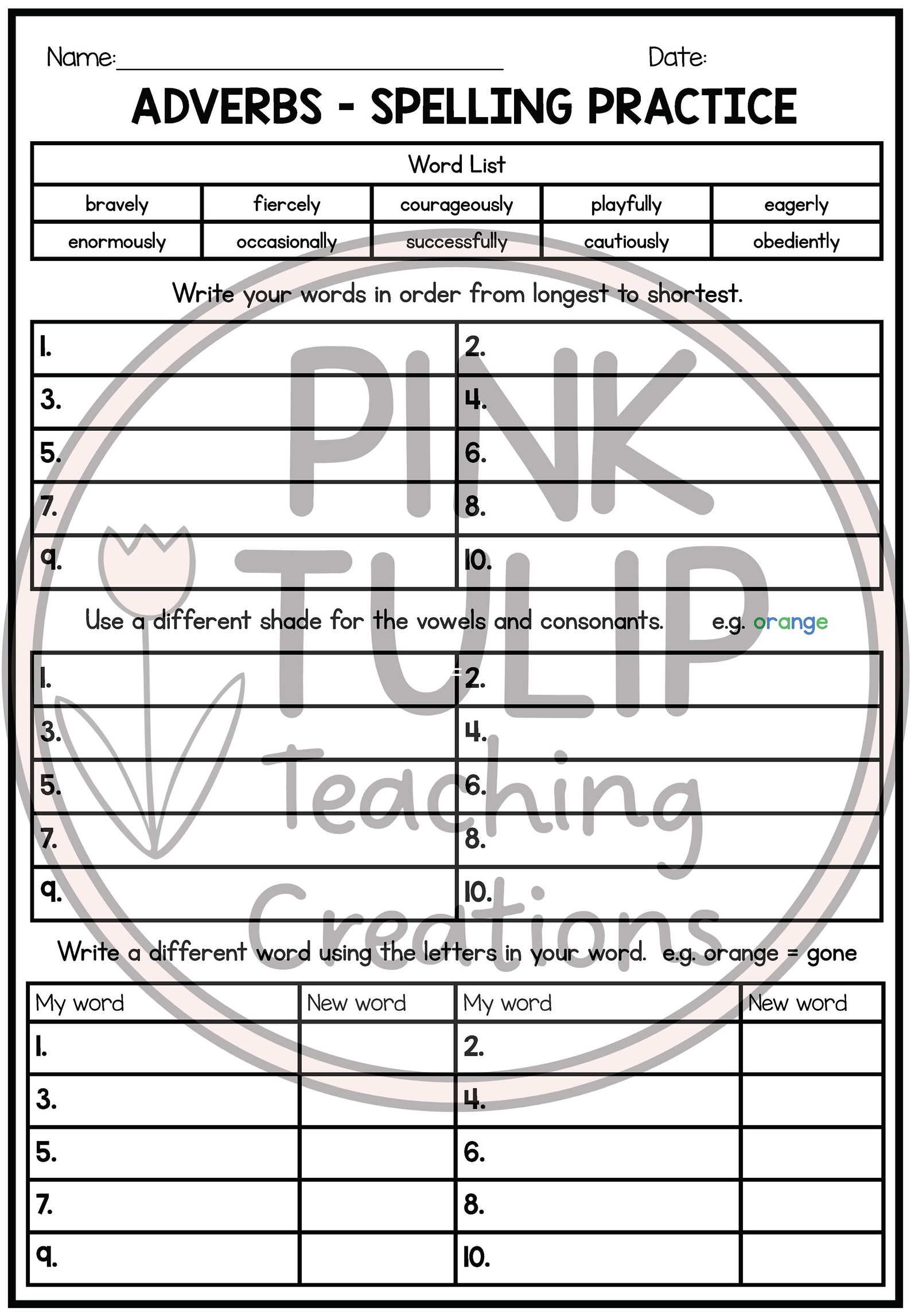 Adverbs Mini Unit - Structured Worksheet Pack - Etsy