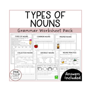 Nomen-Arbeitsblatt-Pack - Allgemein, Proper, Abstrakt, Kollektiv und Pronomen