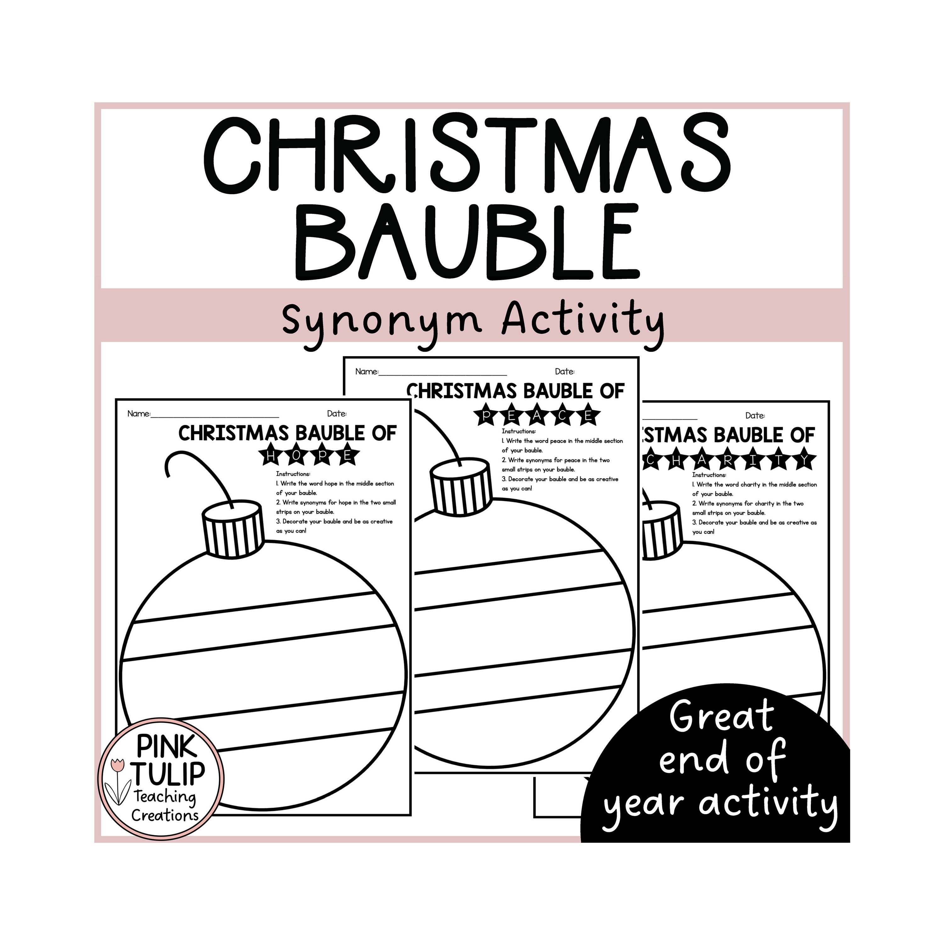 Christmas Bauble Synonym Activity - Etsy