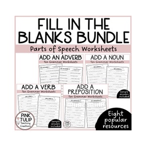 Fill in the Blanks Part of Speech and Grammar - Worksheet Bundle