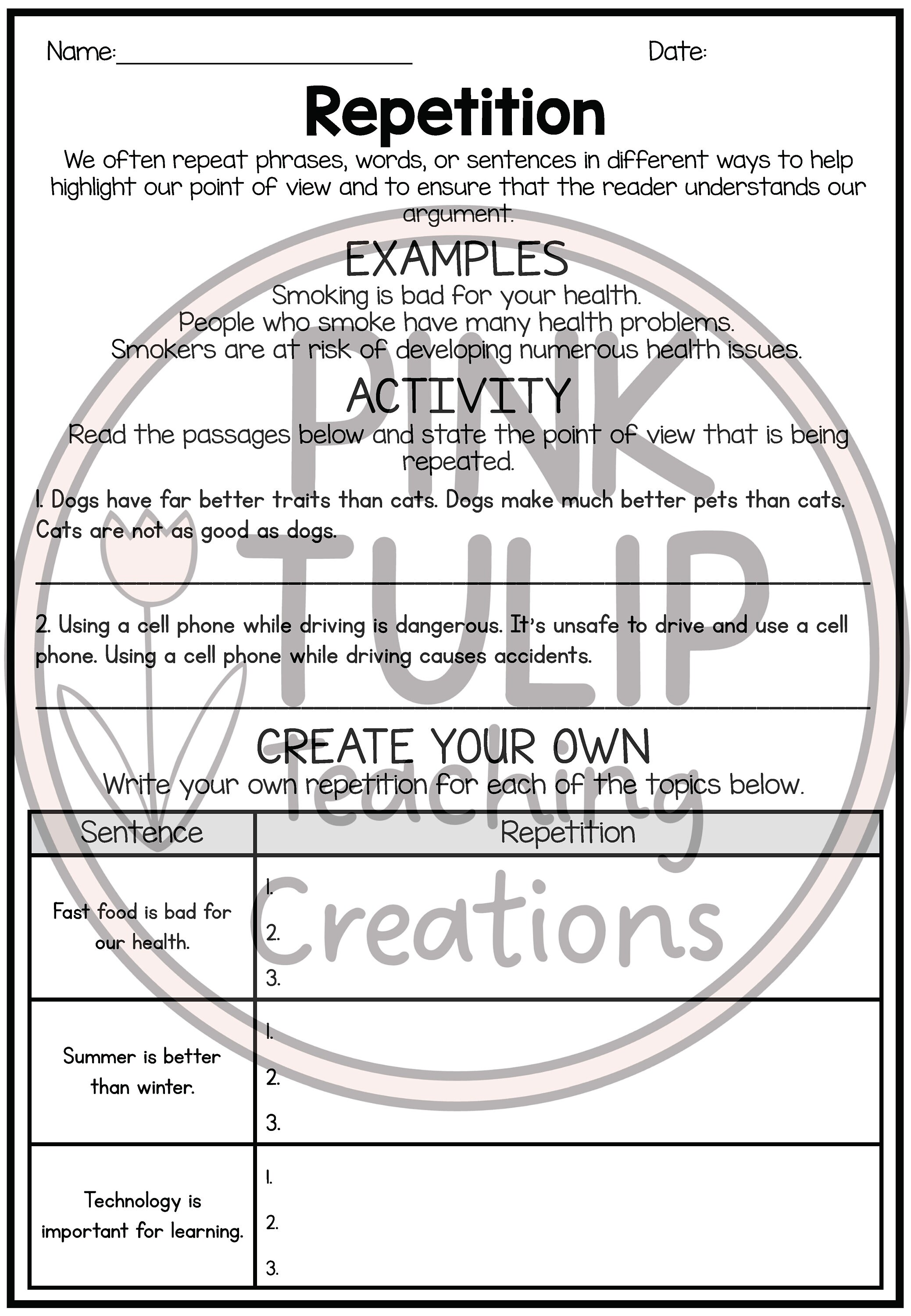 Repetition Persuasive Writing Worksheets Etsy repetition-persuasive-writing-worksheets-etsy