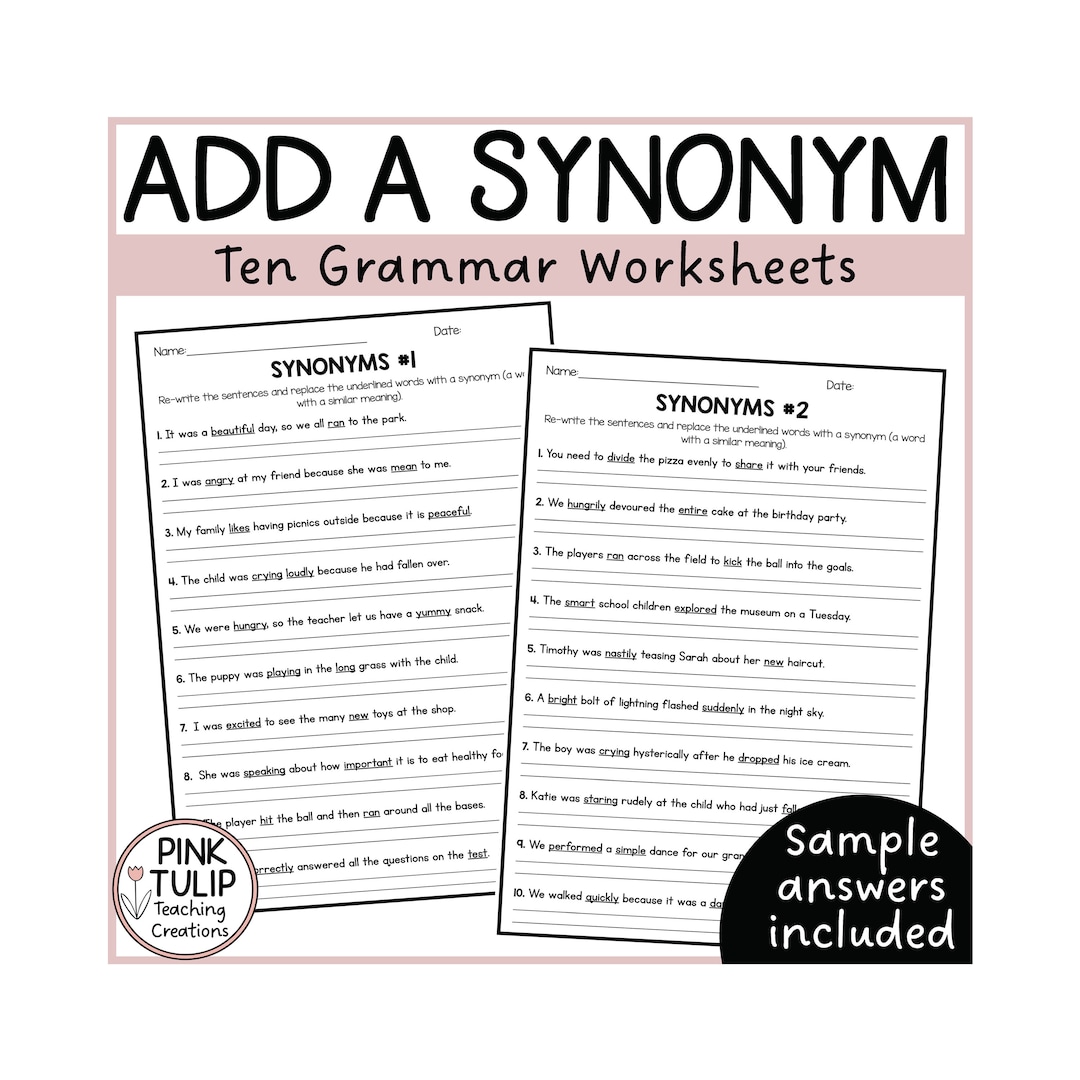 Add A Synonym Fill in the Blanks Worksheet Pack (Download Now) 