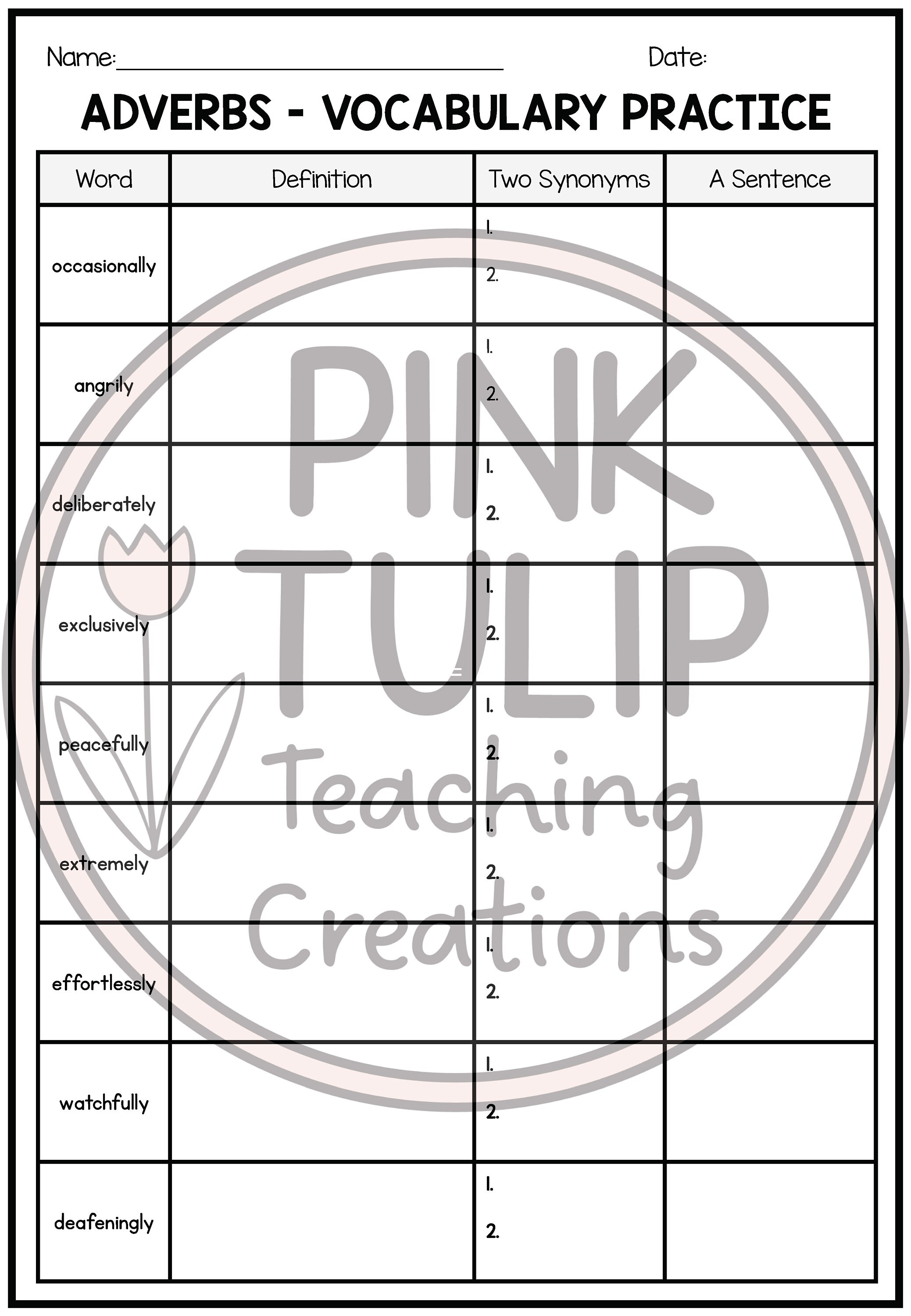 Adverbs Mini Unit - Structured Worksheet Pack - Etsy