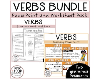 Verbs Bundle - Worksheet Pack and Guided Teaching PowerPoint