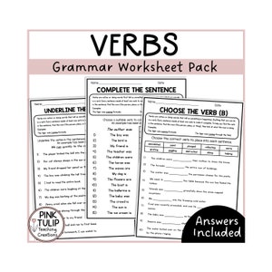 Verbs - Worksheet Pack With Answers