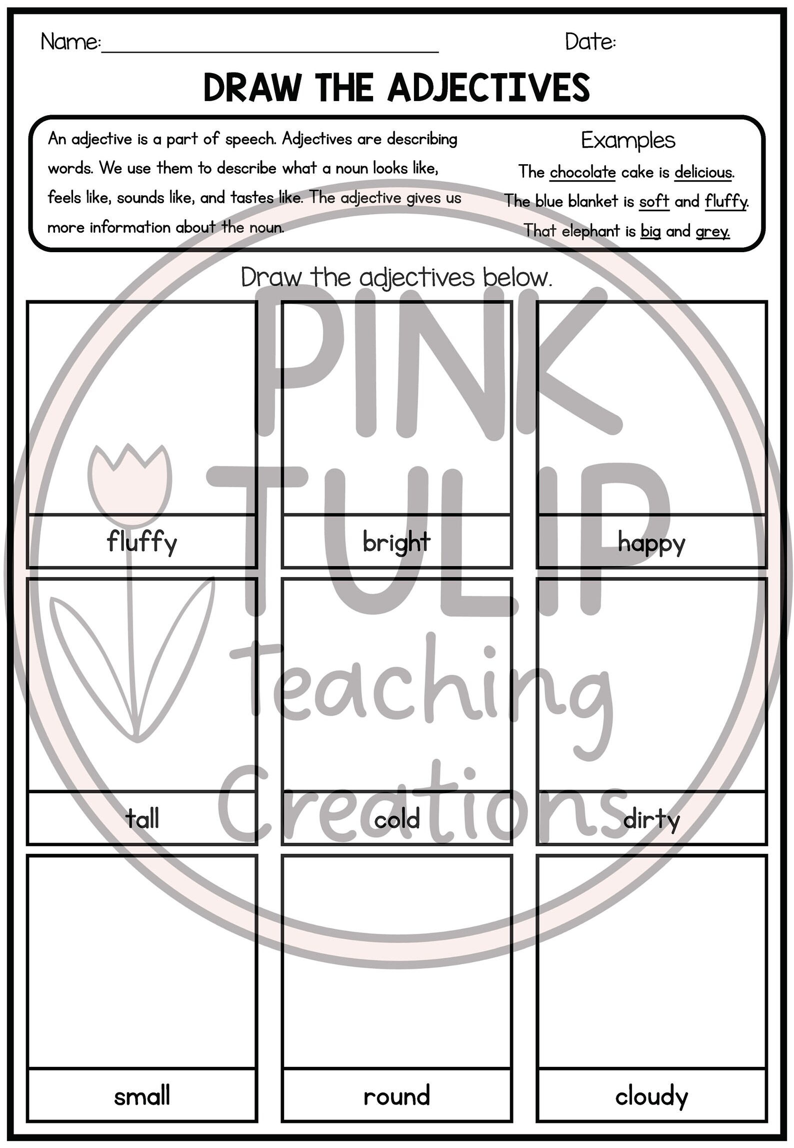 Adjectives Worksheet Pack With Answers - Etsy