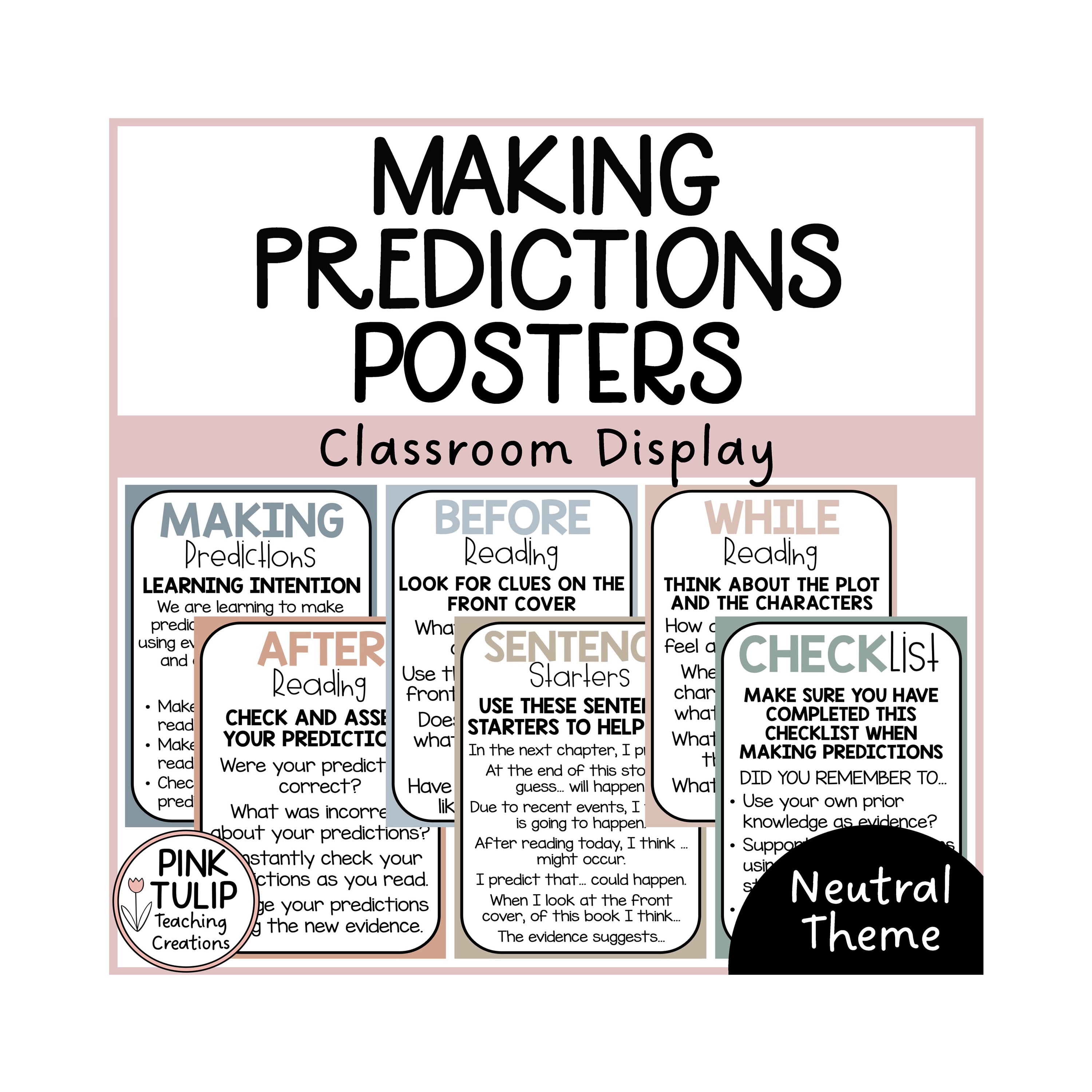 Making Predictions Reading Posters - Earth Tones Classroom Decor - Etsy