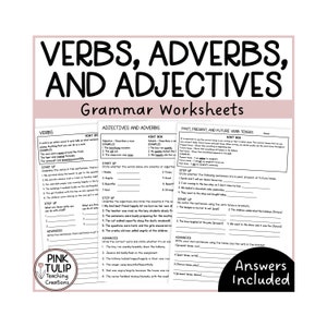 Verben, Adjektive, Adverbien und Tense - Grammatik Arbeitsblätter mit Lösungen