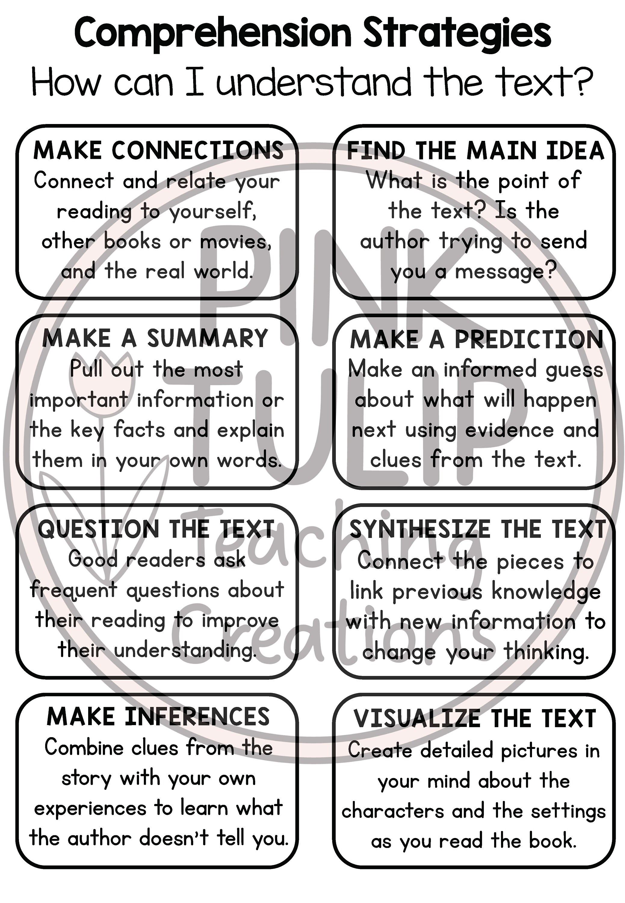 30 Page Reading Strategy Comprehension Pack - Etsy