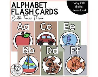 Alphabet Flash Cards Earth Tones Theme