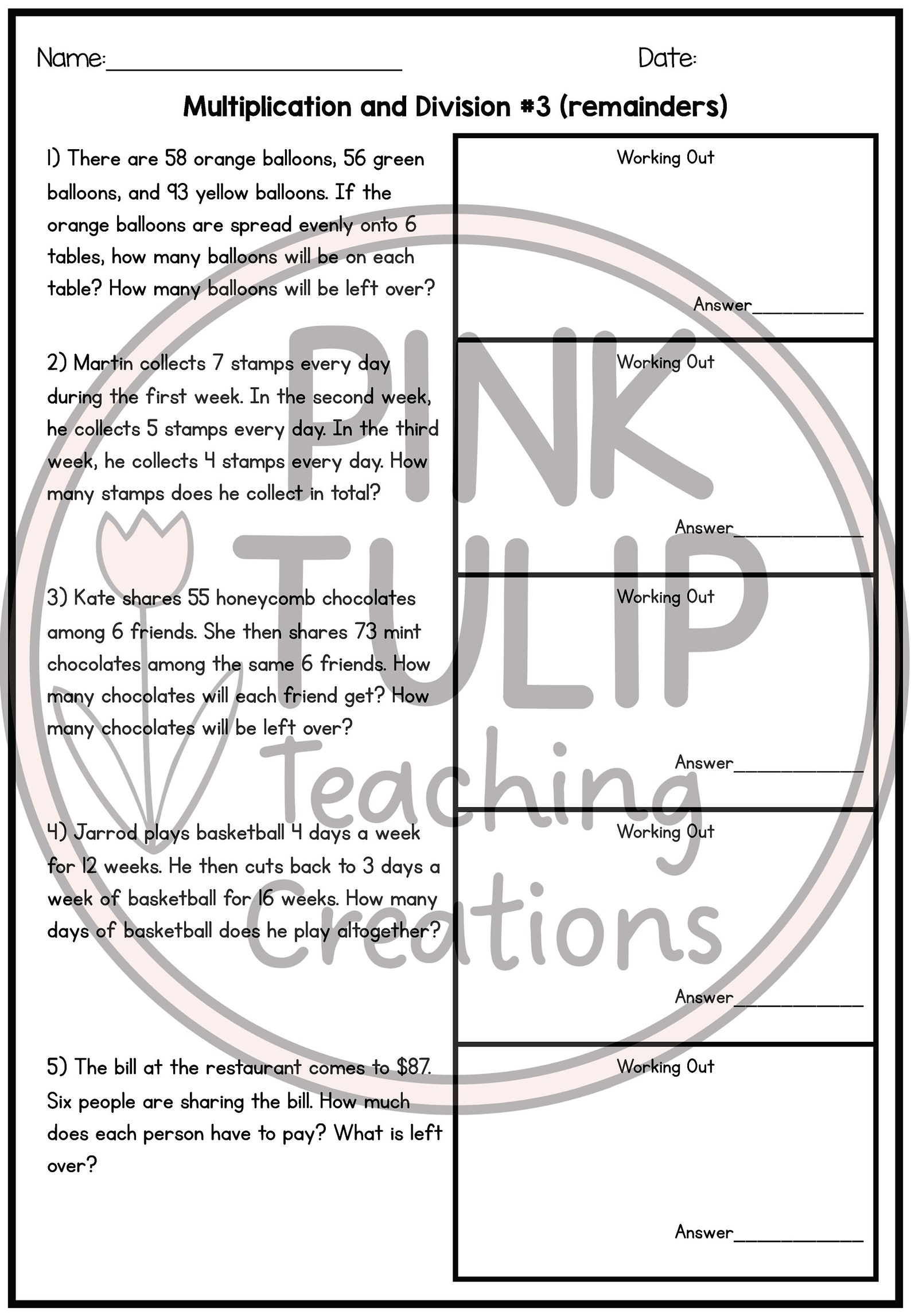 Worded Maths Problems - Worksheets - Etsy