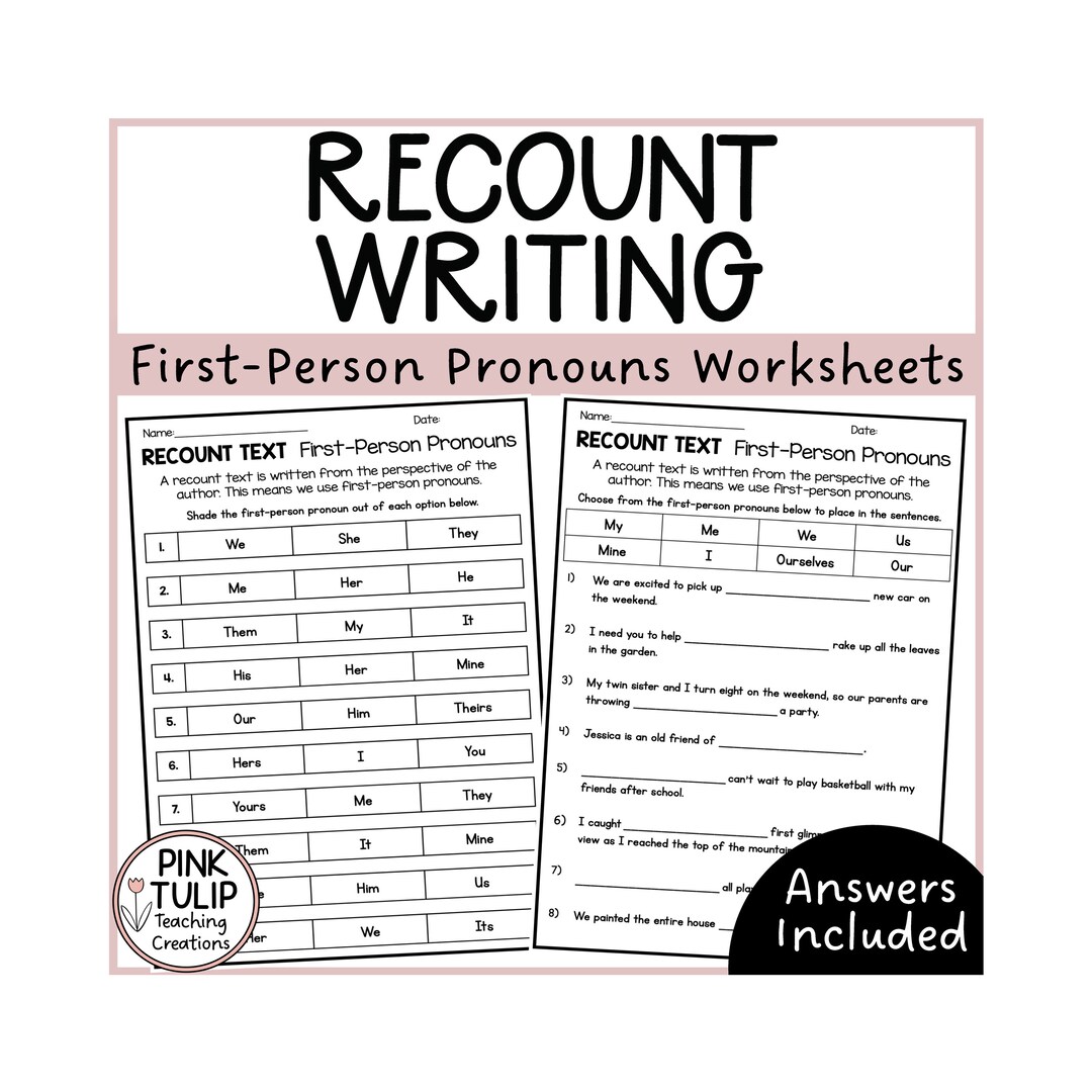 Recount Writing, Firstperson Pronouns Worksheets Etsy