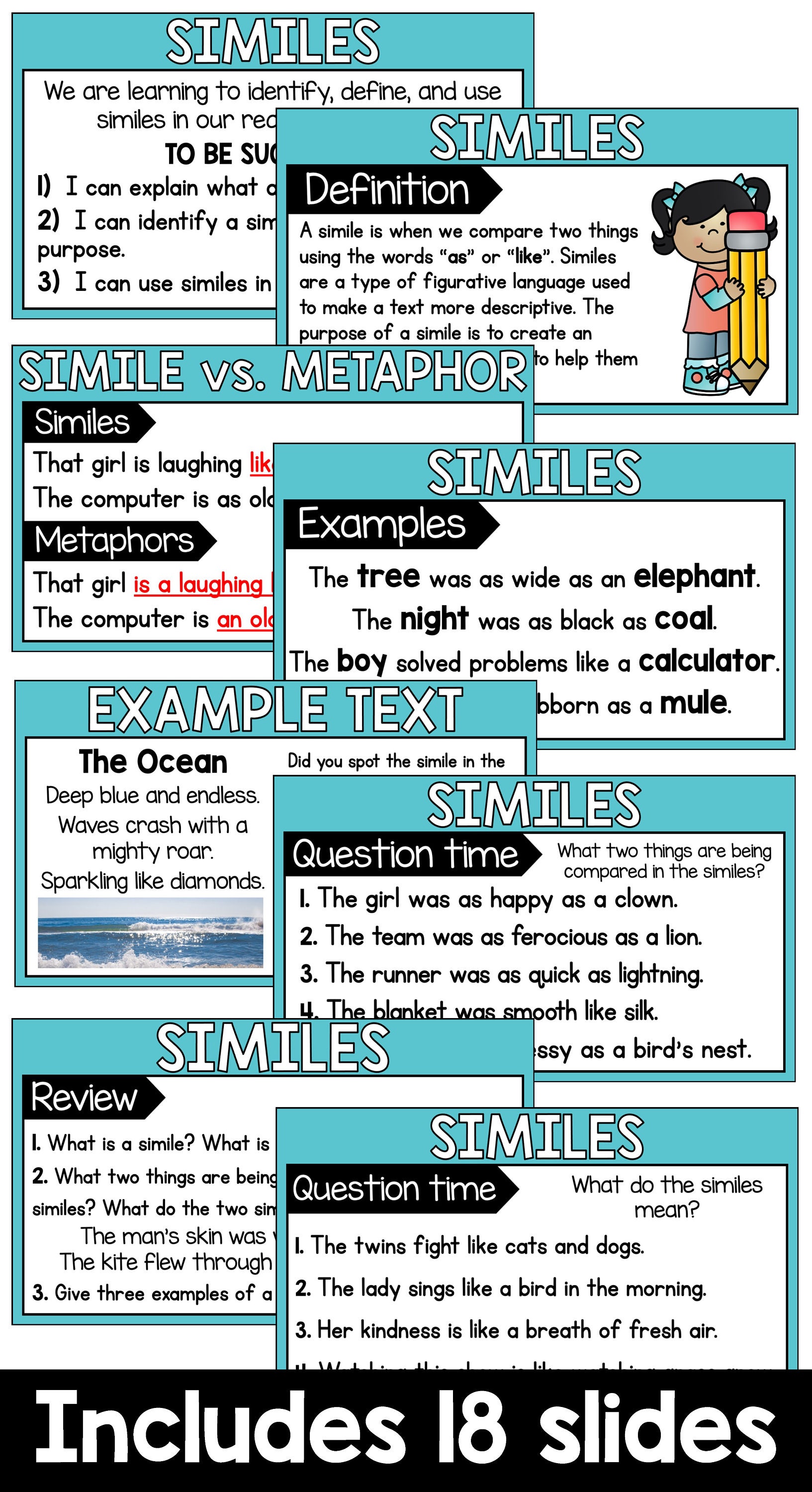 Simile Visualization Similes Shared Reading Powerpoint - Guided Teaching - Etsy Australia