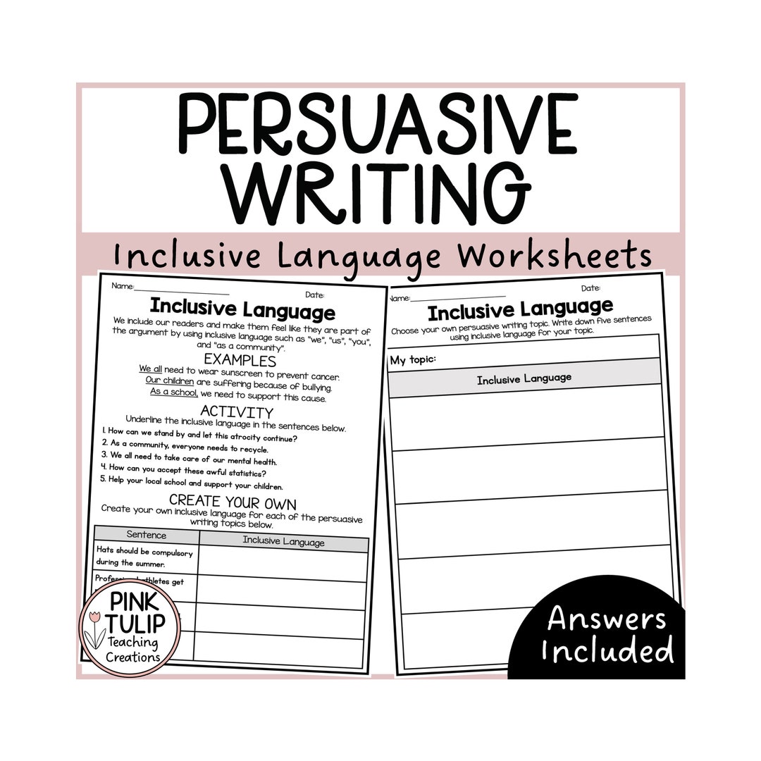 Inclusive Language - Persuasive Writing Worksheets - Etsy
