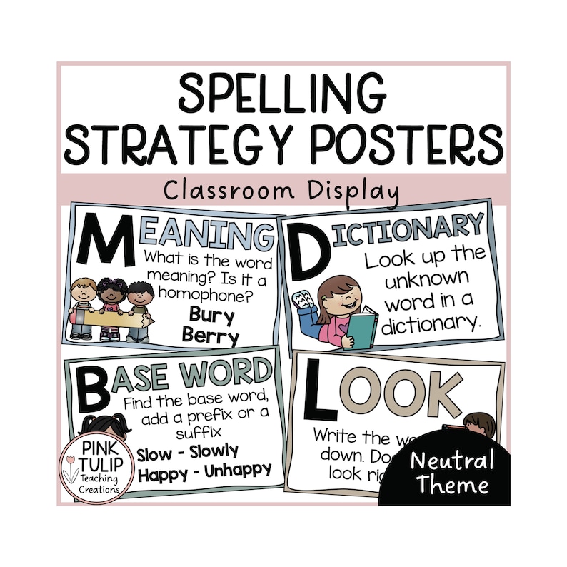 Spelling Strategy Posters Earth Tones Classroom Decor vrogue.co