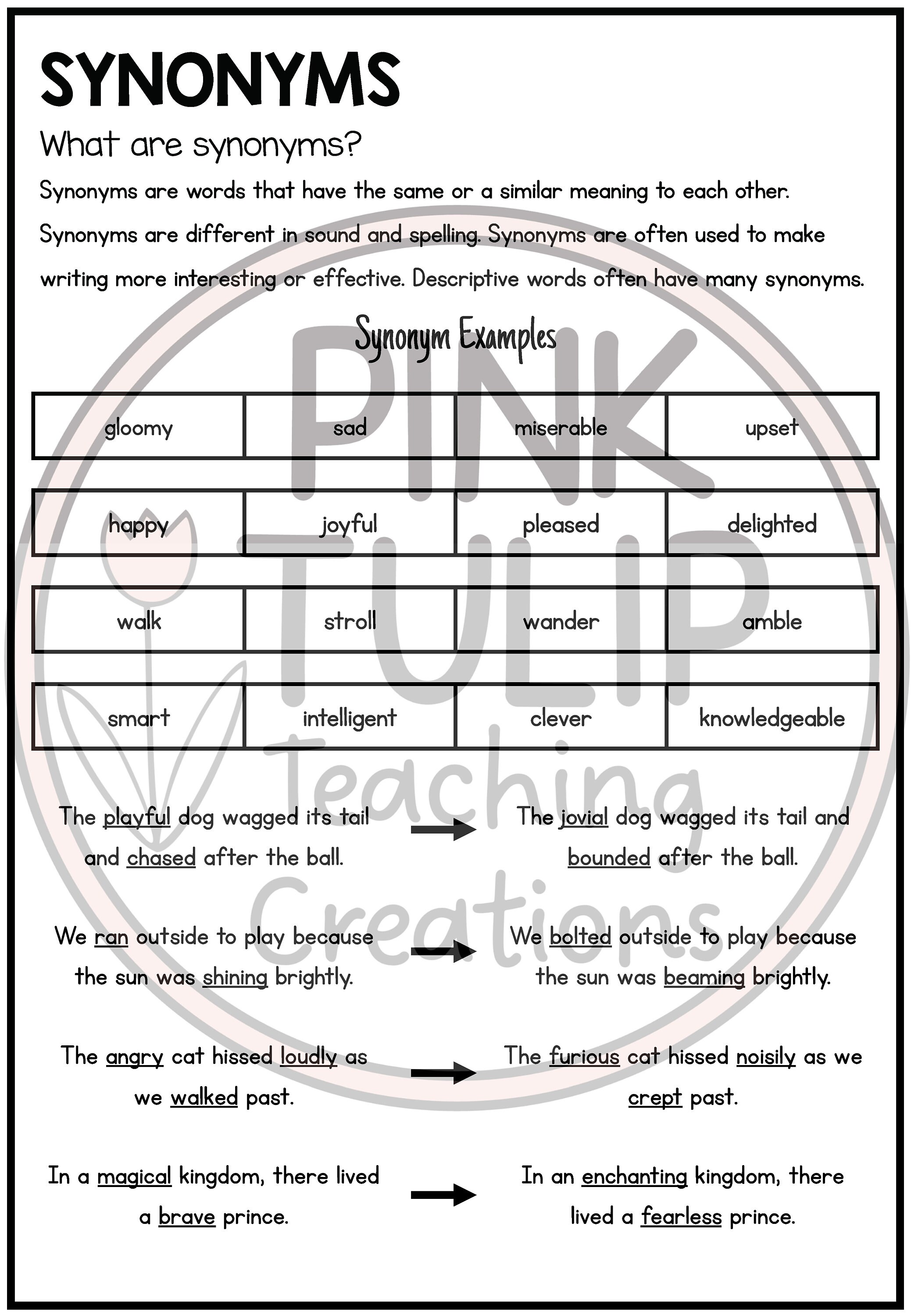 Add A Synonym Fill in the Blanks Worksheet Pack (Download Now) 