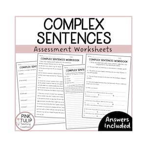 May include: Three printable worksheets for teaching complex sentences. The worksheets include exercises for identifying complex sentences, placing apostrophes, and identifying parts of speech.