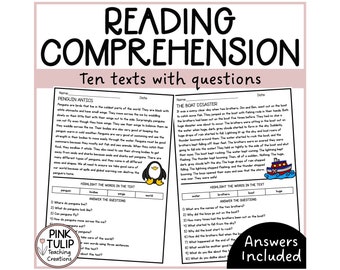 Ten Page Reading Comprehension Worksheet Pack