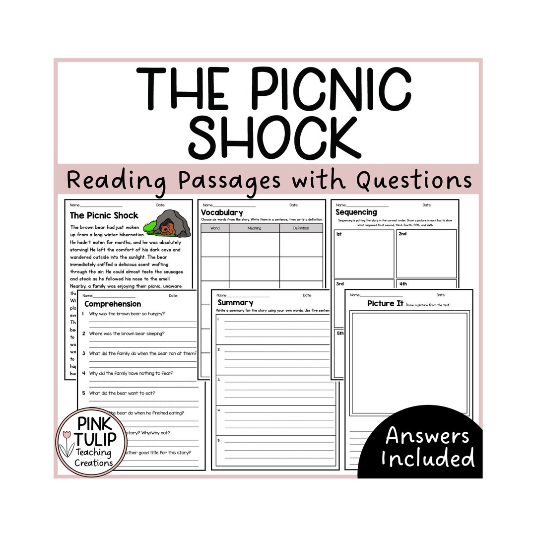 Reading Comprehension the Picnic Shock Etsy