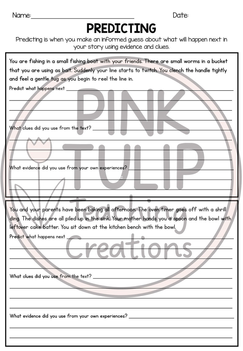 Predicting Worksheets - 12 Reading Passages - Etsy