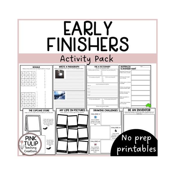 No Prep Early Finisher Worksheet Pack - Great for Substitute Teachers