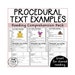 Procedural Text Examples - Ten Reading Samples With Comprehension - Etsy