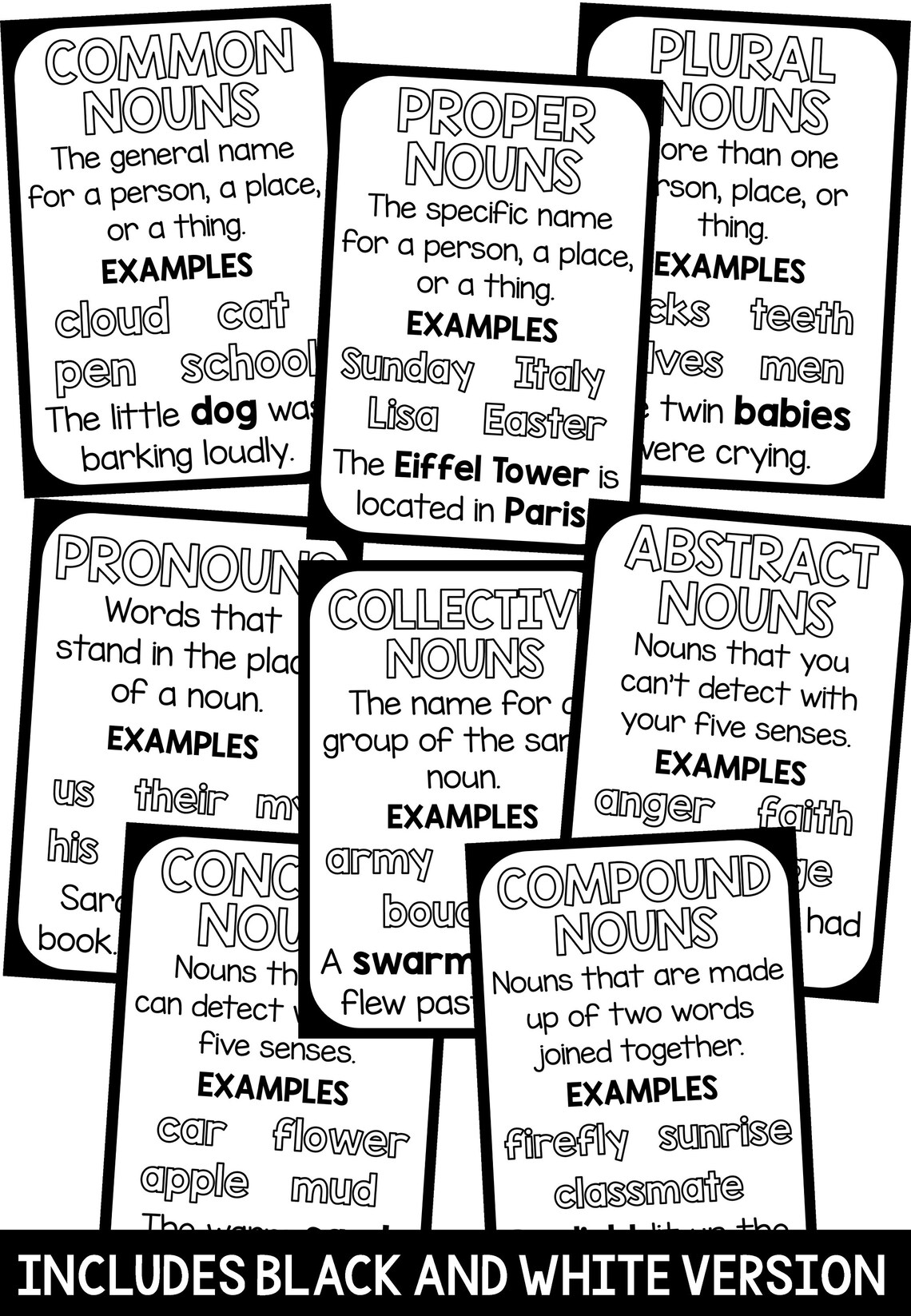 Types of Nouns Posters Classroom Decor Etsy