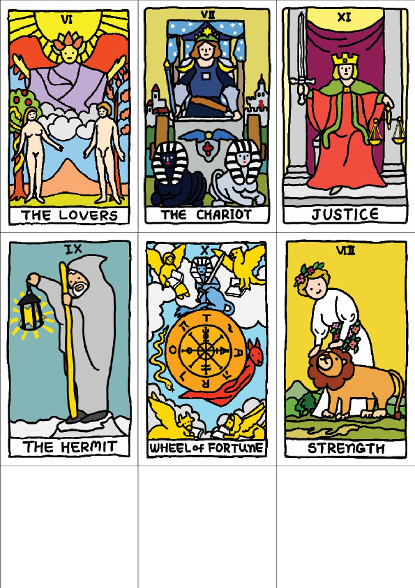 Printable Cute 22 Tarot Cards Major Arcana Unique Modern Etsy