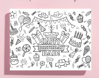 Printable birthday card dad, birthday cards digital, birthday cards, custom coloring page, dad birthday gift from kids