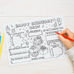 お父さんへの誕生日おめでとうカード、印刷可能な塗り絵、お父さんのこと、子供からのカード、お父さんの面白いカード、お父さんの誕生日のアクティビティ