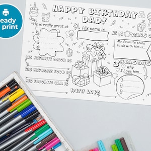 お父さんの誕生日カード、印刷可能なハッピーバースデーカード、塗り絵、お父さんのこと、最高のお父さん、子供たちからお父さんへのプレゼント、父の日のプレゼント